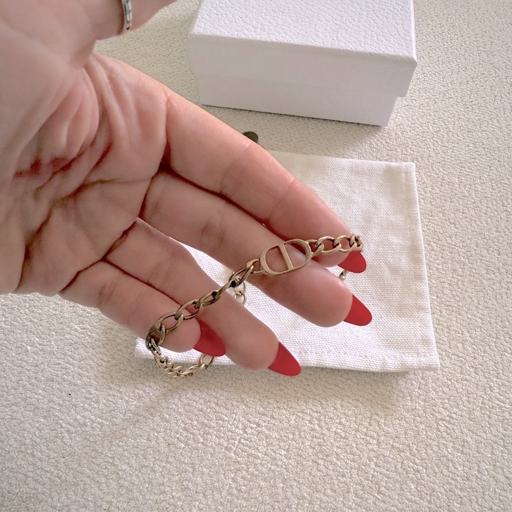 Dior Gold Chain-Link Choker Necklace CD logo